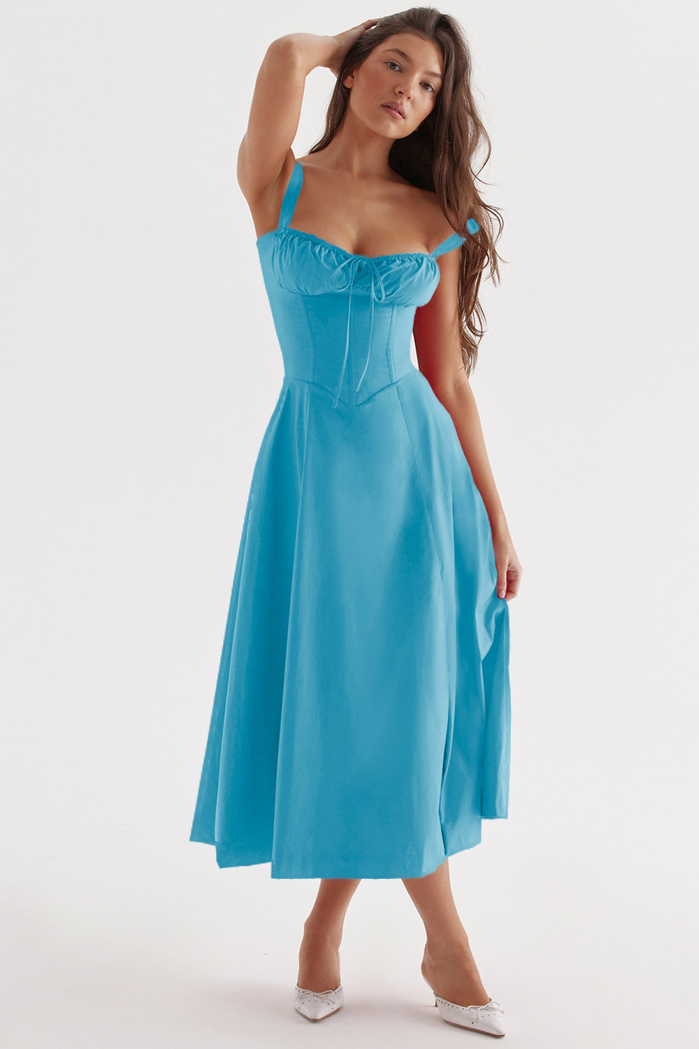 Levoire | Robe fleurie à bretelles pour femmes intemporelle Bleu