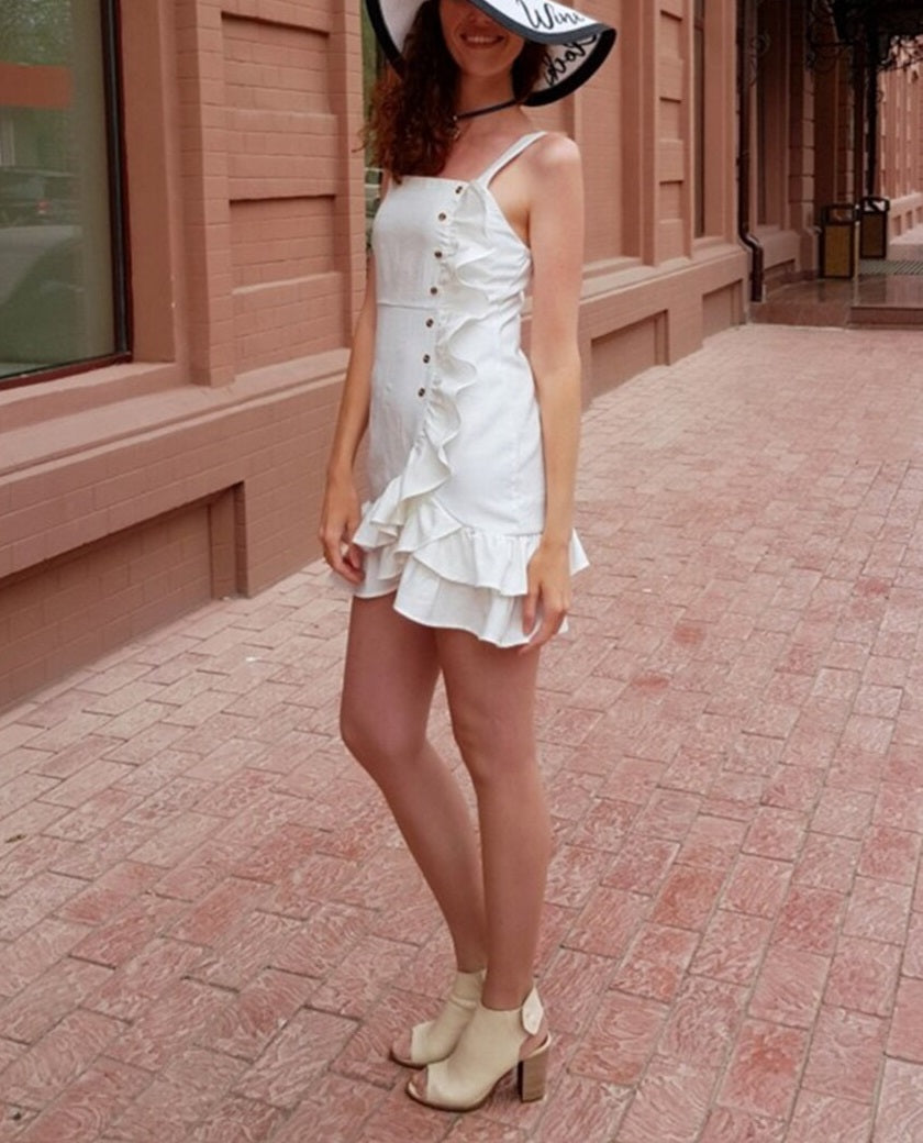 Levoire | Cols A-Ligne Robe Volante Blanc