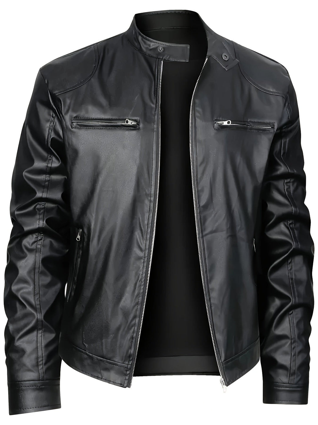 Levoire | Veste En Cuir Pu Stylée Pour Hommes Avec Blocs De Couleur Noir