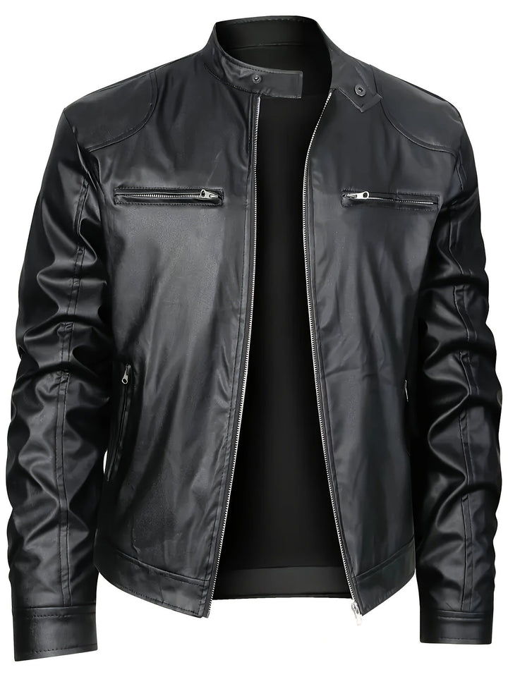 Levoire | Veste En Cuir Pu Stylée Pour Hommes Avec Blocs De Couleur Noir