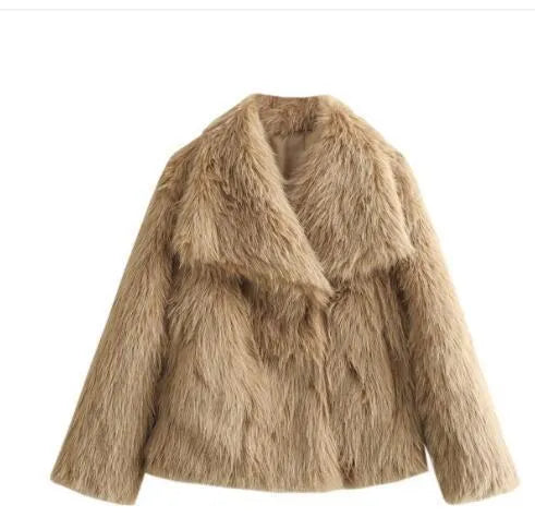 Levoire | Manteau d'hiver en peluche Chameau