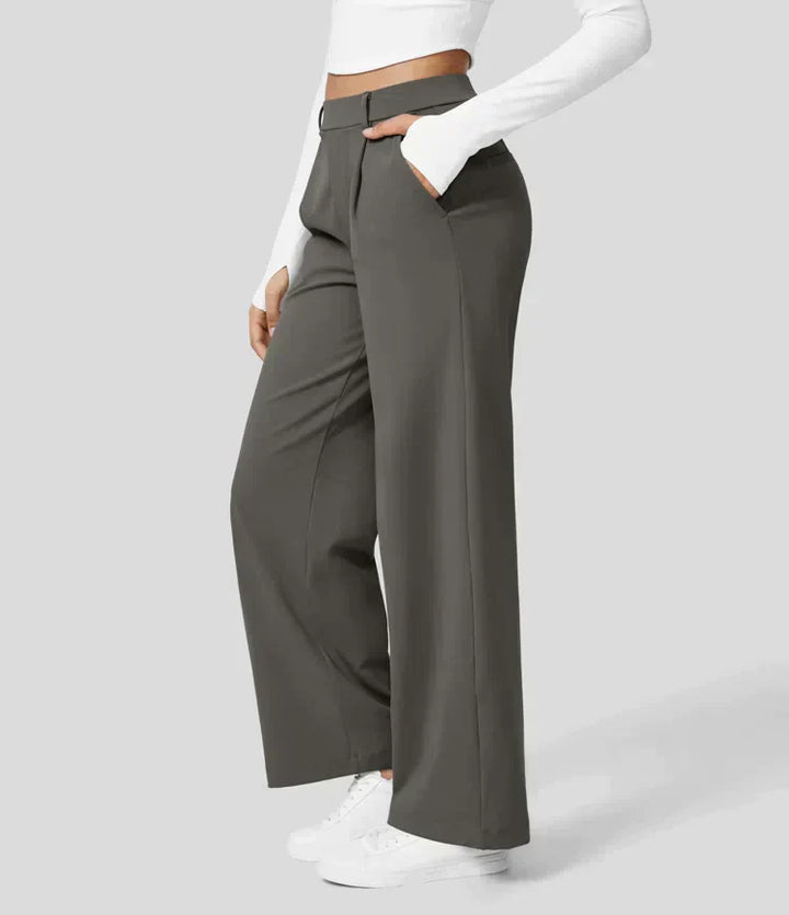 Levoire | Pantalon Palazzo Évasé Taille Haute Pour Femmes Stiller tempête