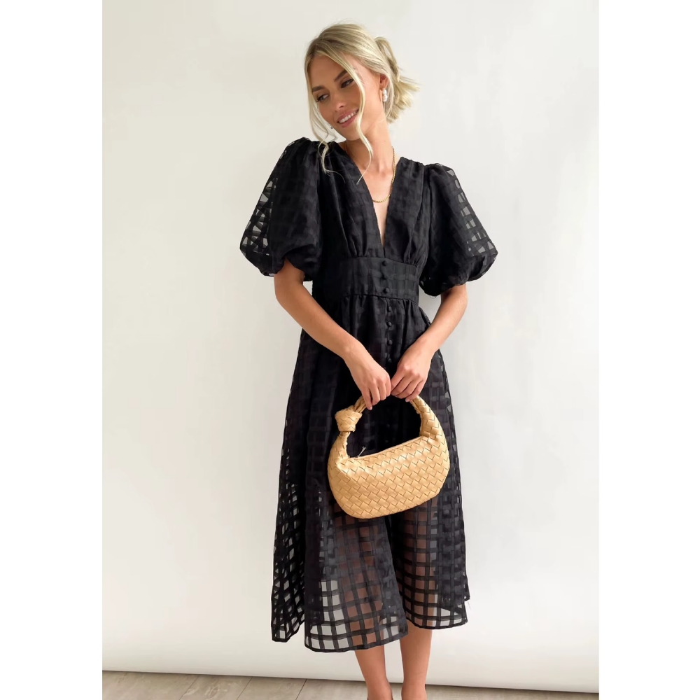 Levoire | Robe Longue En Tulle Avec Des Manches Bouffantes