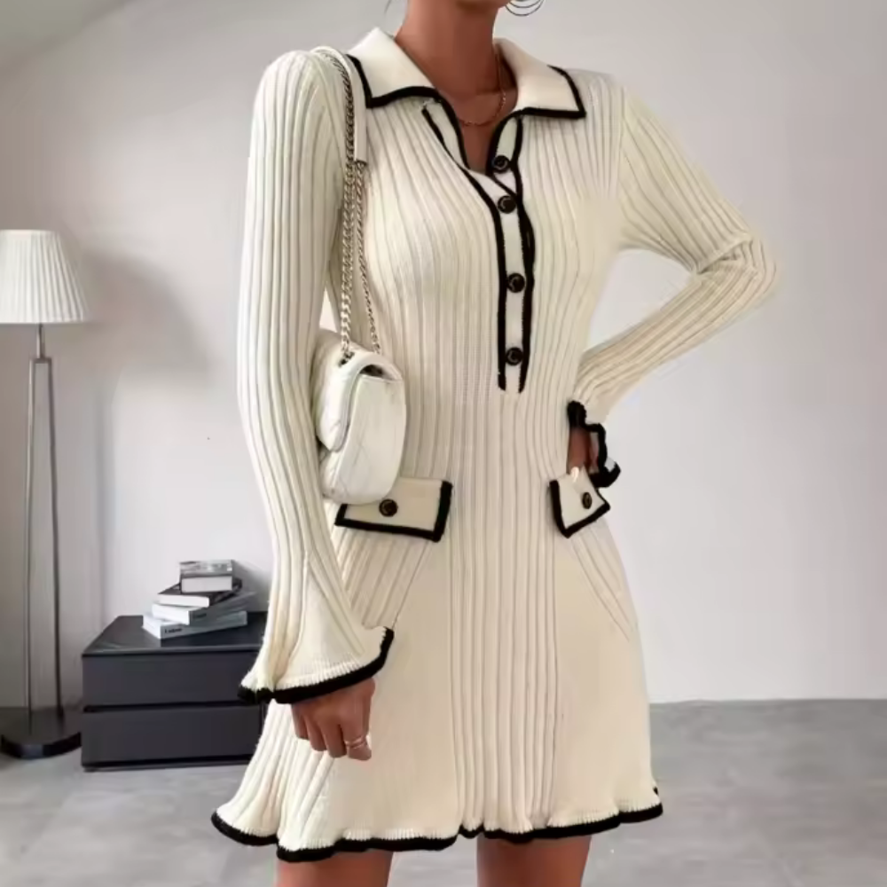Levoire | Robe tricotée avec col et détails contrastés