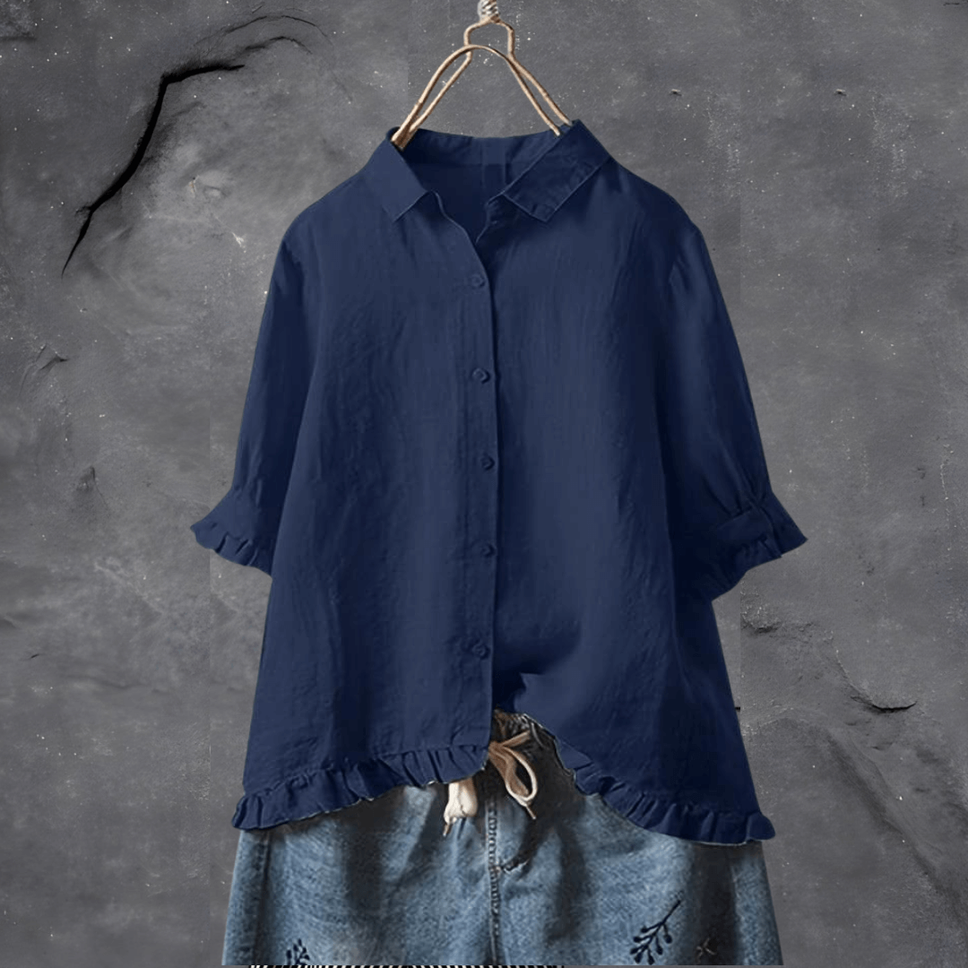 Levoire | Décontracté Chic Chemise En Coton Bleu marine