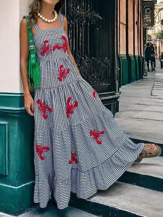 Levoire | Robe camisole midi de vacances brodée exquise