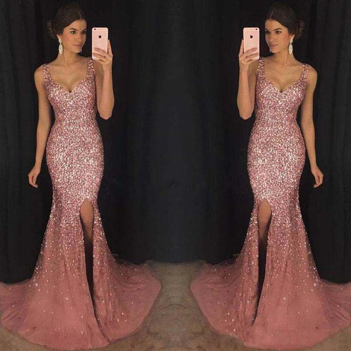 Levoire | Robe Longue Slim Fit Paillette Imperméable Rosa