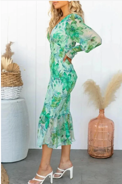 Levoire | Élégante Robe Midi À Motif Floral Pour Femmes