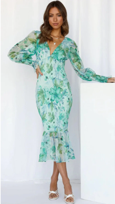 Levoire | Robe Midi Élégante À Motif Floral Pour Femmes