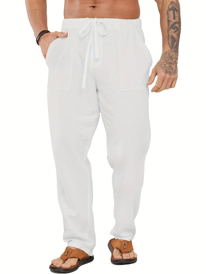 Levoire | Pantalons D'Été Légers Décontractés Avec Cordon De Serrage Et Ceinture Élastique Blanc