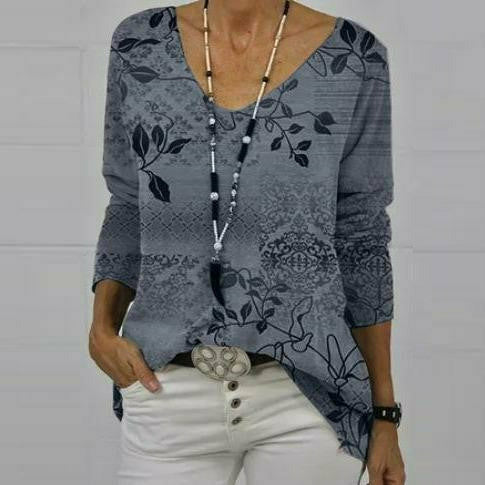 Levoire | Chemise élégante avec imprimé de feuilles Bleu