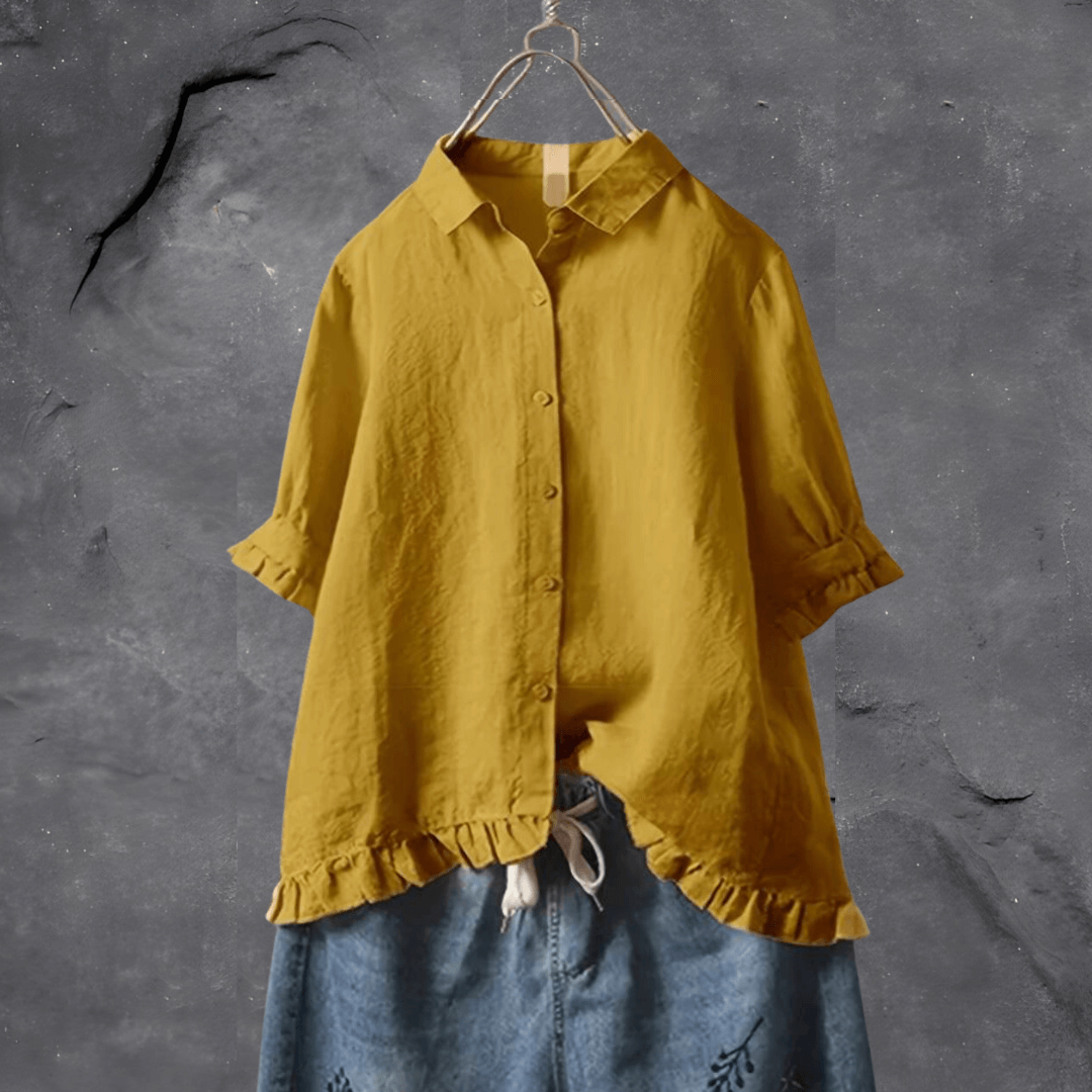 Levoire | Décontracté Chic Chemise En Coton Jaune