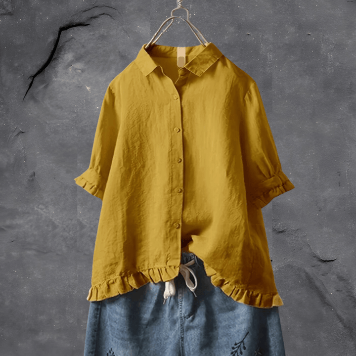 Levoire | Décontracté Chic Chemise En Coton Jaune
