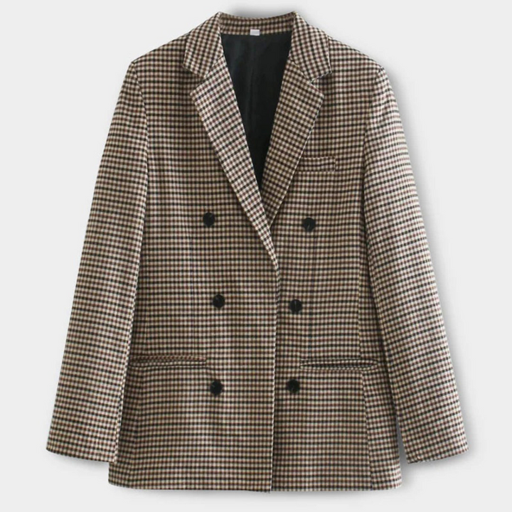 Levoire | Blazer Élégant En Motif Pied-De-Coq Braun