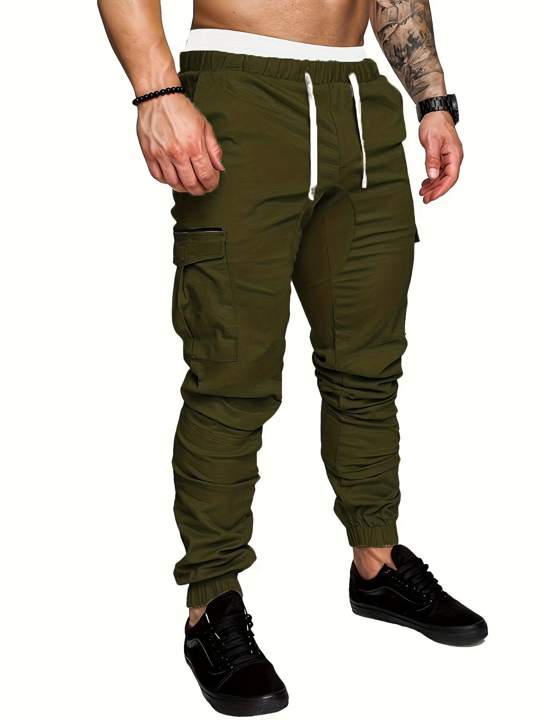 Levoire | Non Fusionné Coton Jersey Avec Des Cordes Olive vert 1