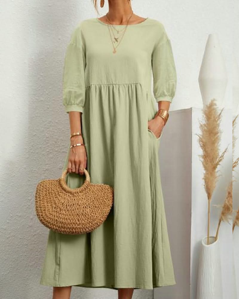 Levoire | Midi Rento En Coton Et Lin Vert