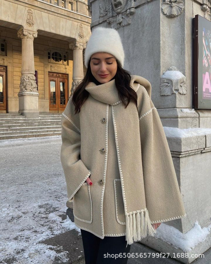 Levoire | Manteau Oversize Avec Écharpe Khaki