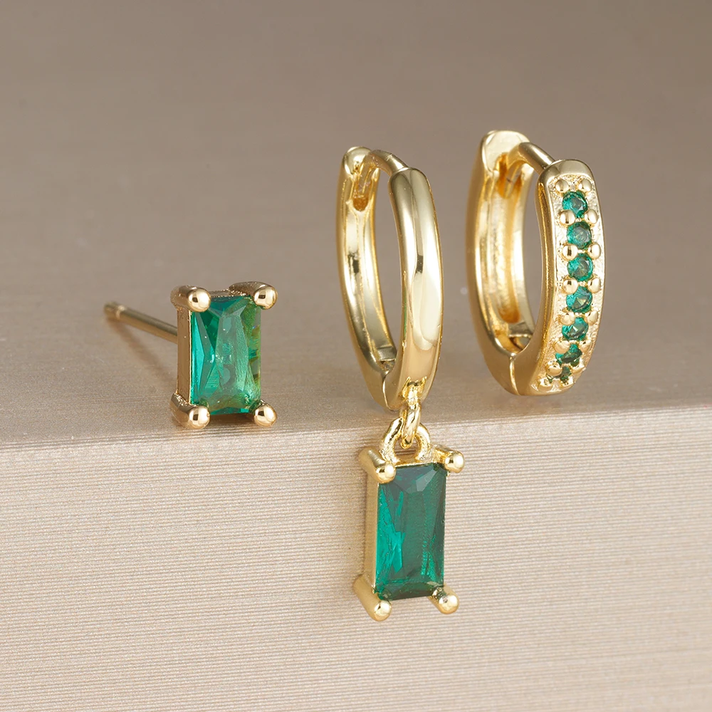 Levoire | Pendentif En Zircon Cristal Série Boucles D'Oreilles Vert