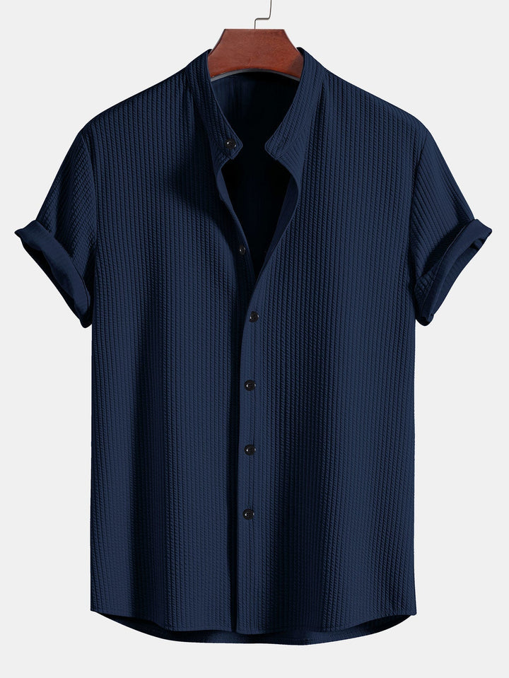Levoire | Chemise Courte À Côtes Muscle Fit Marinebleu