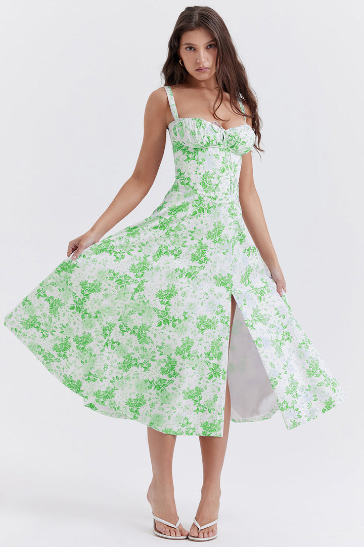 Levoire | Robe Vintage Florale Cintrée Vert