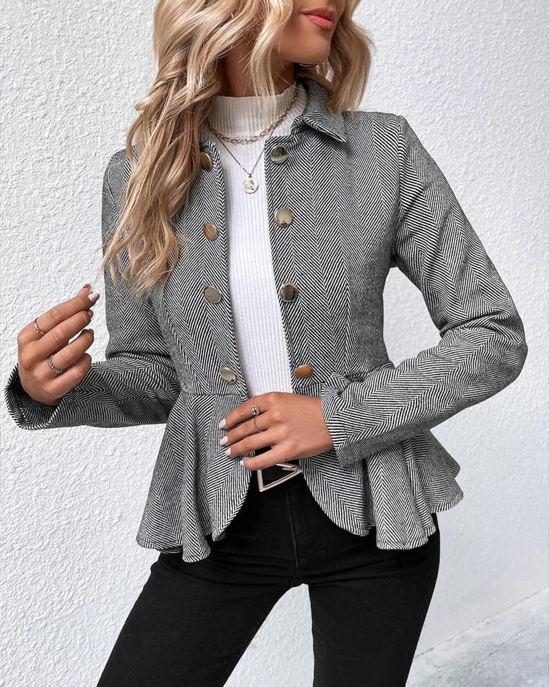 Levoire | Blazer Ajusté Avec Boutons Et Volants Zoom Pour Femmes