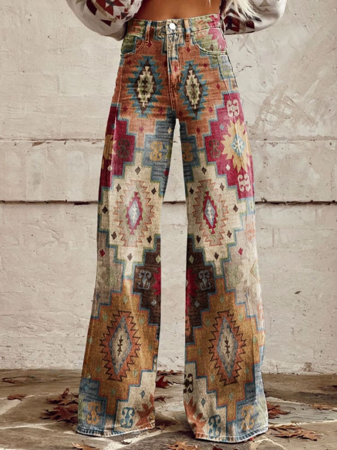 Levoire | Pantalon Vintage Boho À Jambe Large Braun