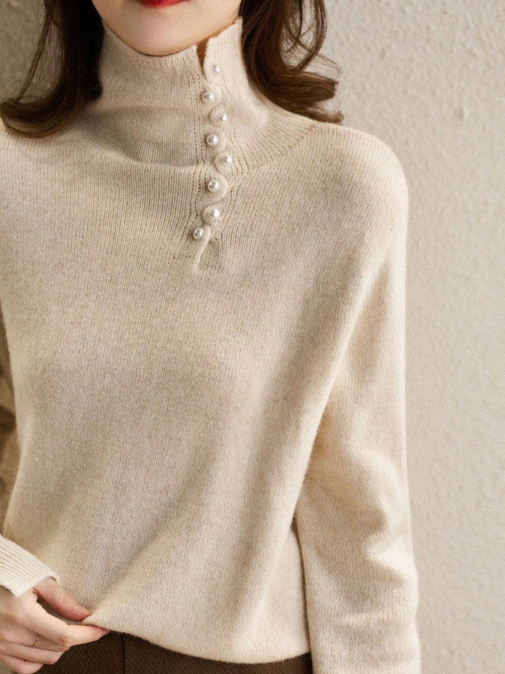 Levoire | Pull Vintage À Boutons Avec Sensation De Cachemire Beige