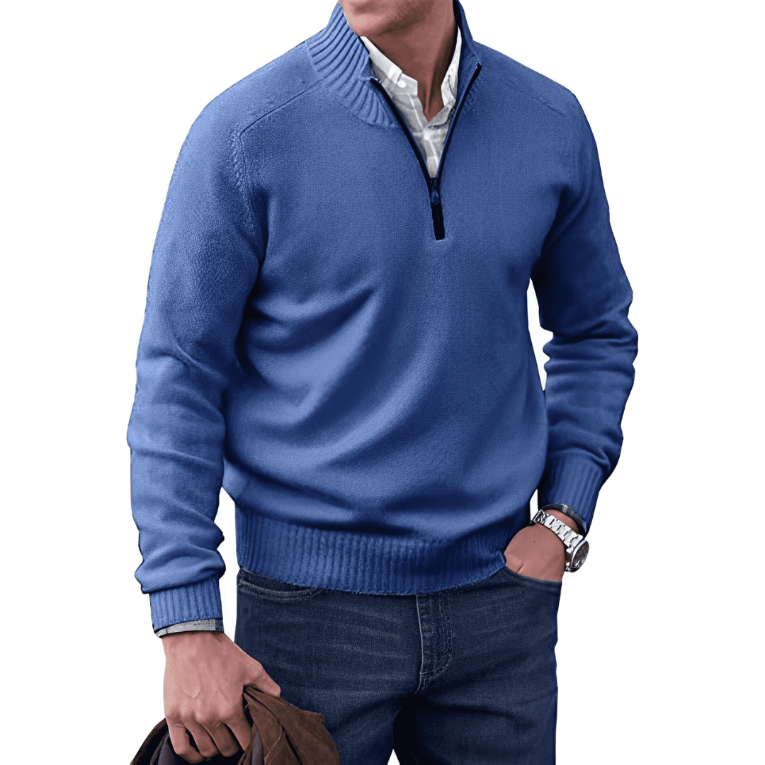 Levoire | Pull zipper chaud pour hommes Bleu