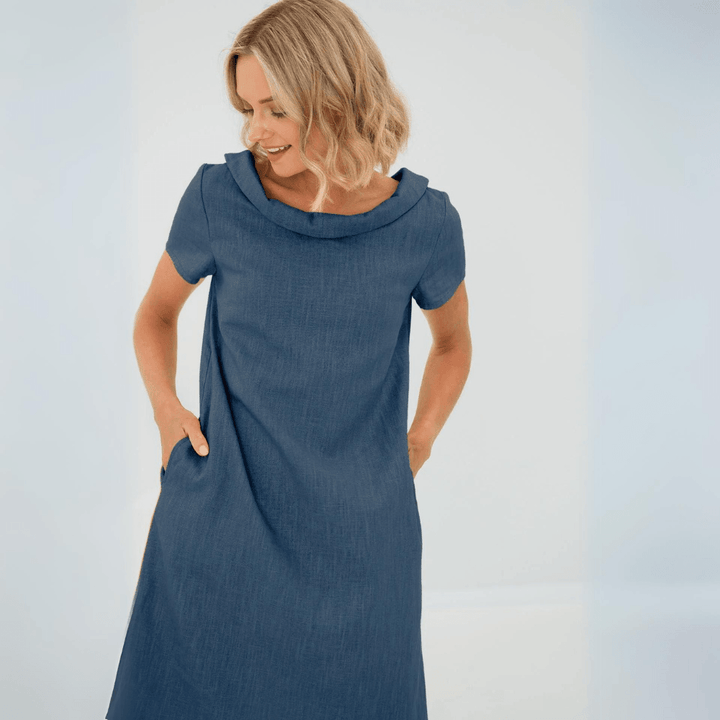 Levoire | Robe En Lin Décontractée Pour Femmes Bleu foncé
