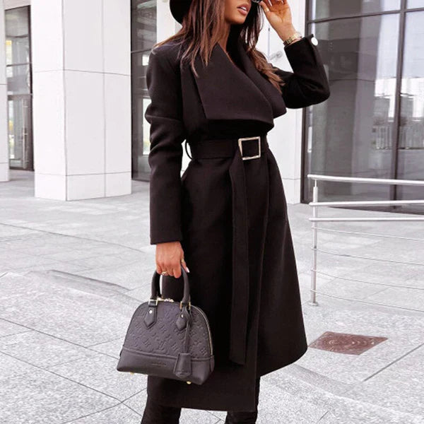 Levoire | Veste Femme Avec Ceinture Et Col Élégant Noir
