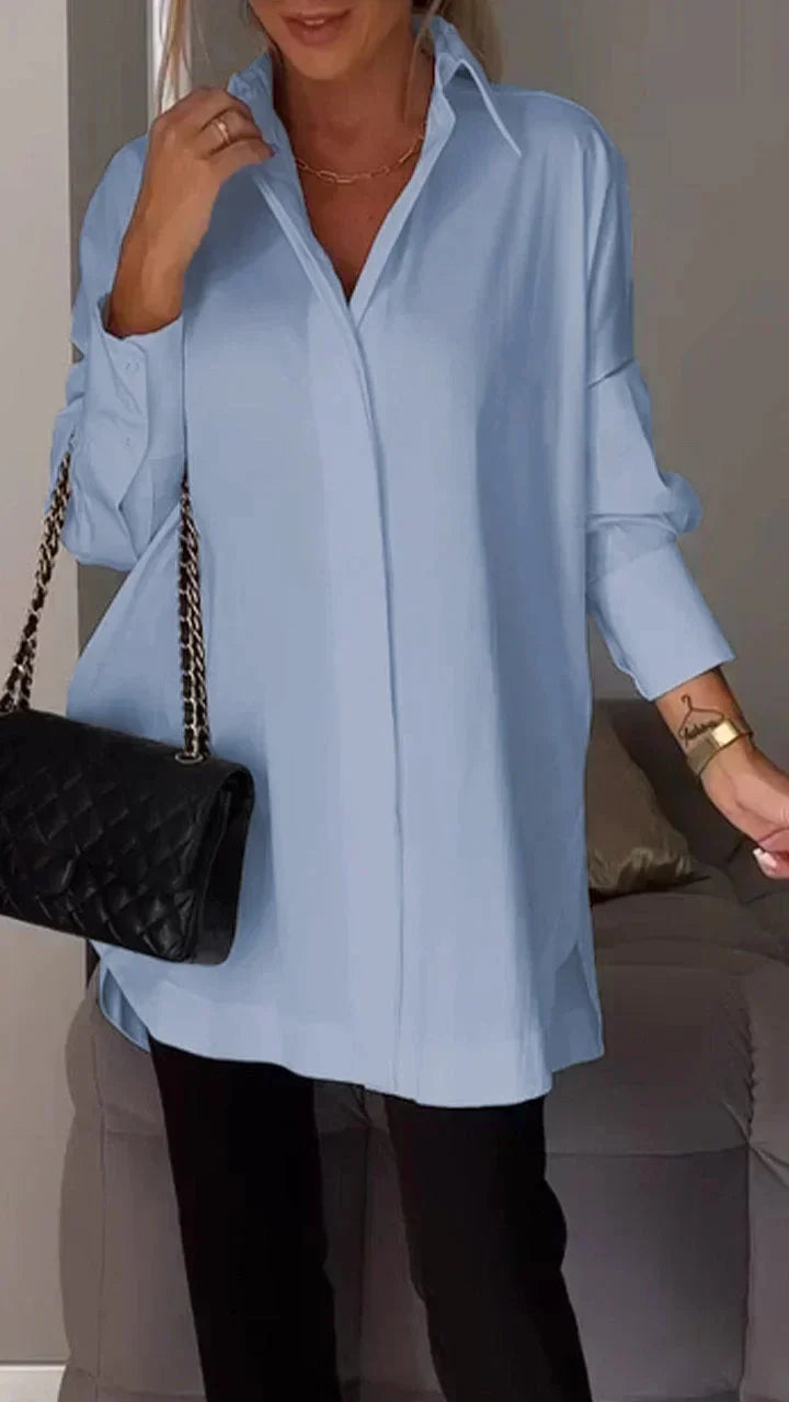 Levoire | Blouse-Chemise Oversize Avec Manches Roulées Bleu clair