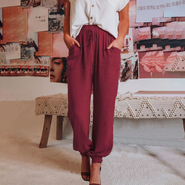 Levoire | Pantalons D'Été Colorés Et Aérés Pour Femmes Pour Les Journées Ensoleillées Rouge vin