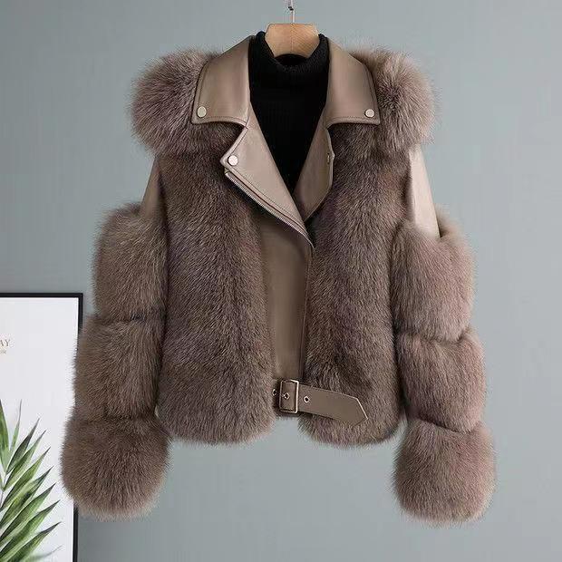 Levoire | Veste En Cuir De Luxe Arktis Avec Fourrure Braun