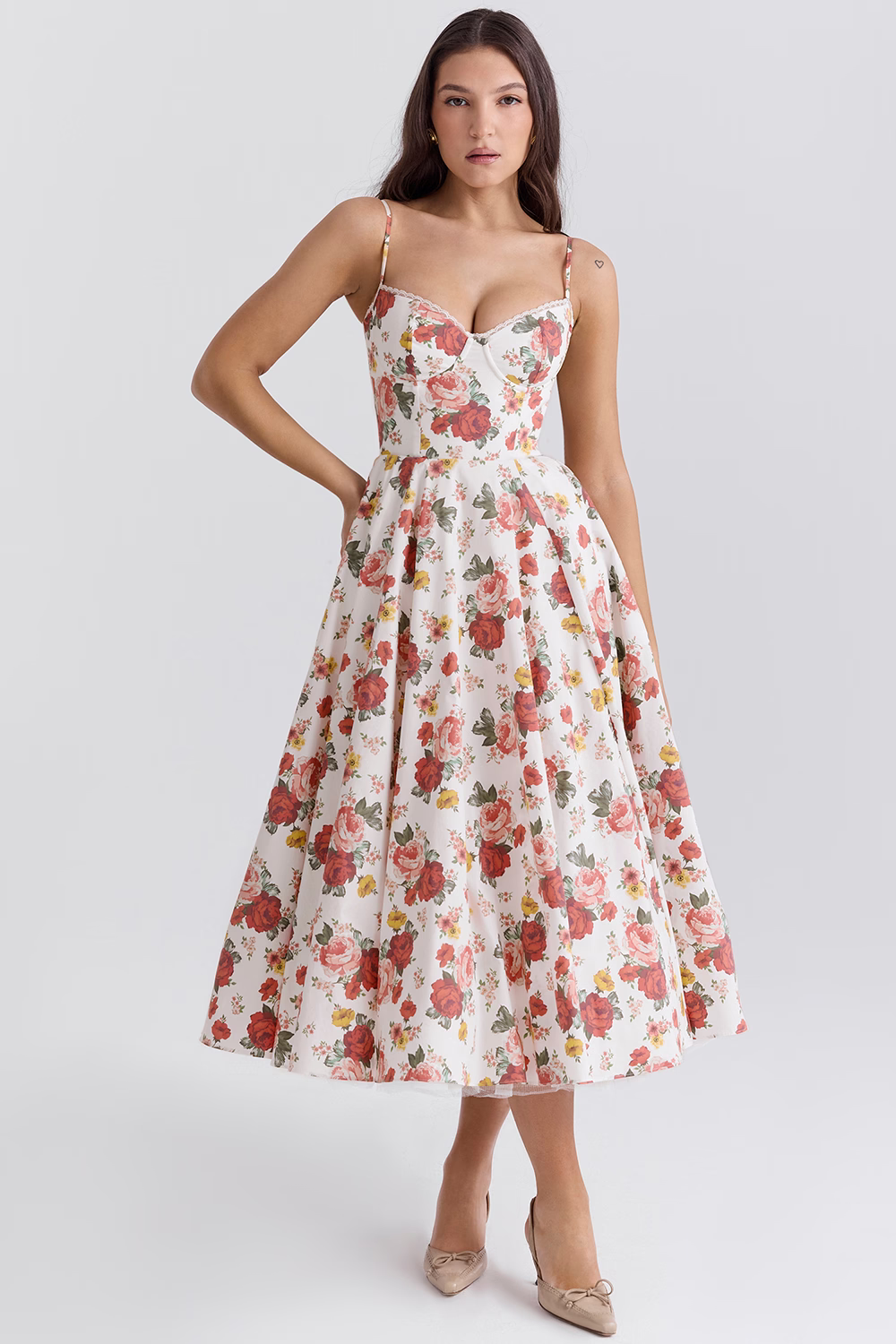 Levoire | Robe Midi Élégante Fleurs