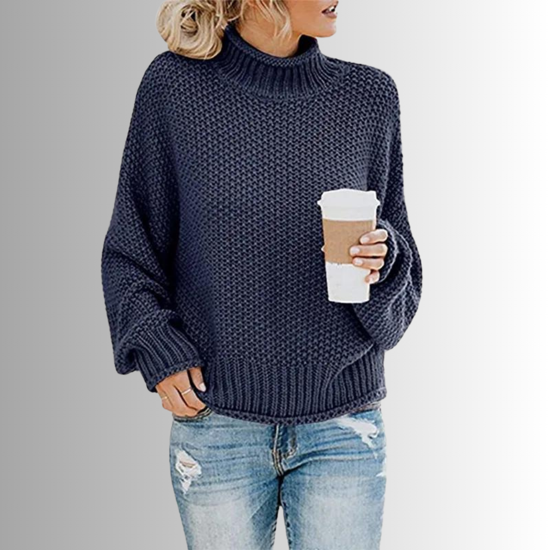 Levoire | Design Pull Femme Avec Col Haut Bleu