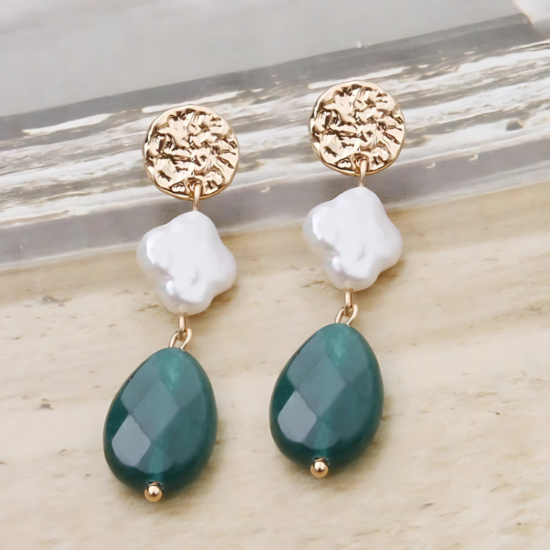 Levoire | Boucles D'Oreilles À Pointes Élégantes Or Vert foncé