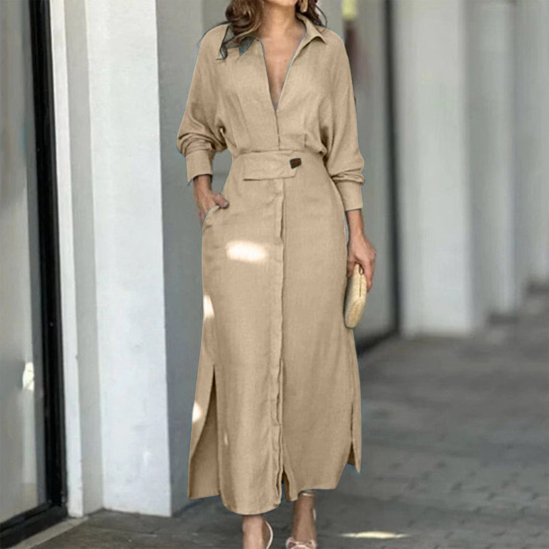 Levoire | Robe Chemise À Manches Longues Avec Fentes Latérales