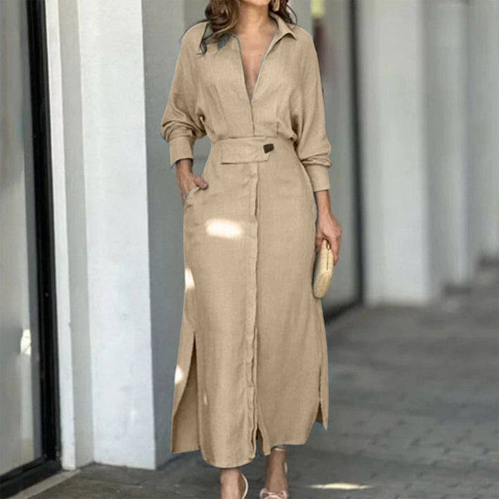 Levoire | Robe Chemise À Manches Longues Avec Fentes Latérales