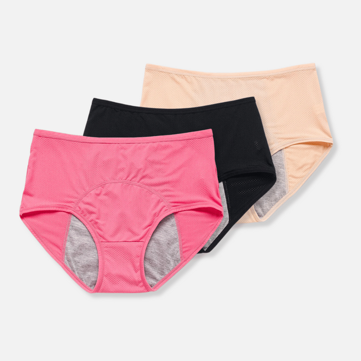 Levoire | Lingerie féminine Culotte menstruelle confortable à protection anti-fuites pour femmes Multicolore 3 pièces