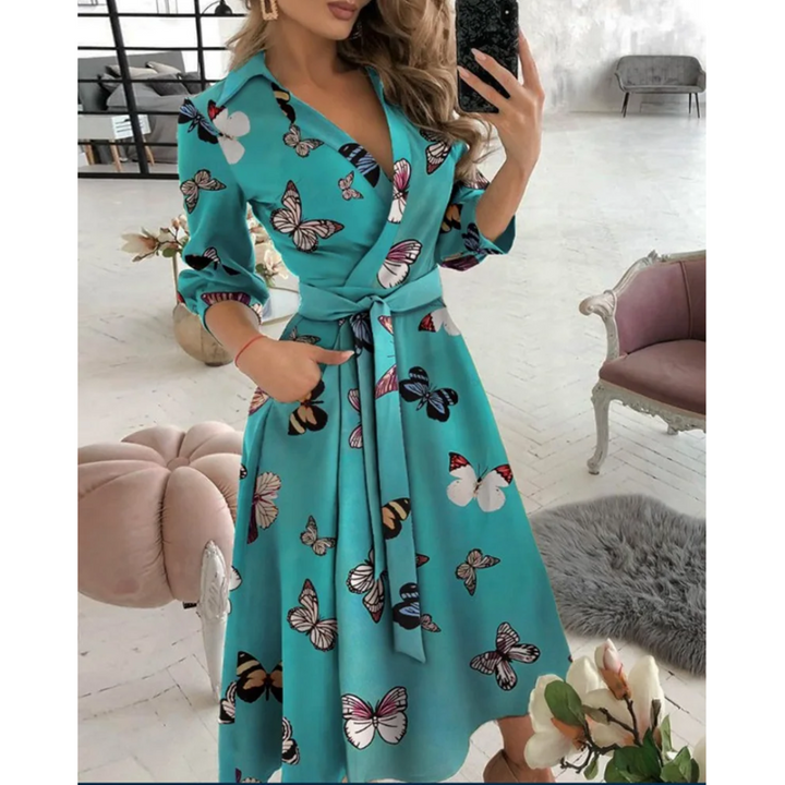 Levoire | Robe Midi Croisée Avec Décolleté en V Pour Femmes Bleu 1