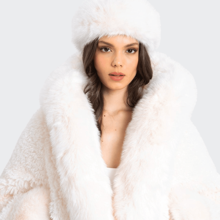 Levoire | Manteau En Fausse Fourrure Avec Capuche Blanc