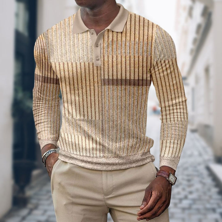 Levoire | Slim Fit Polo Pour Hommes À Mailles À Manches Longues Jaune