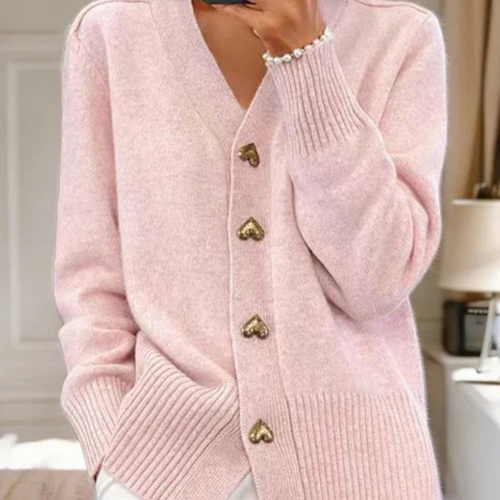 Levoire | Veste En Tricot Féminine Avec Boutons En Forme De Cœur