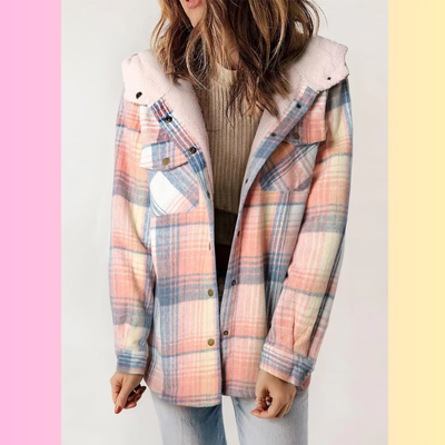 Levoire | Carreaux Manteau Capuche Rosa