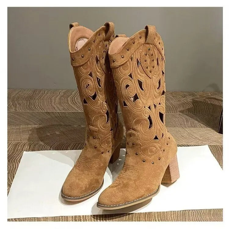 Levoire | Bottes De Cowboy En Cuir Imprimé Avec Design Uni