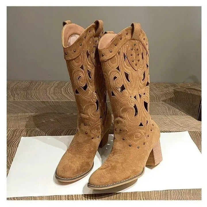 Levoire | Bottes De Cowboy En Cuir Imprimé Avec Design Uni