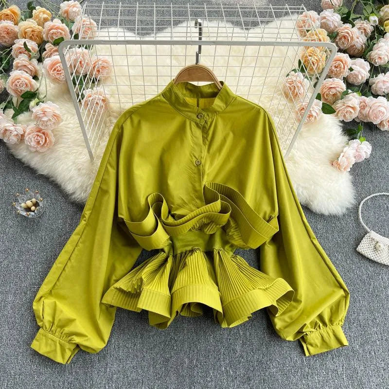 Levoire | Haut femme avec ceinture froncée Jaune Une taille