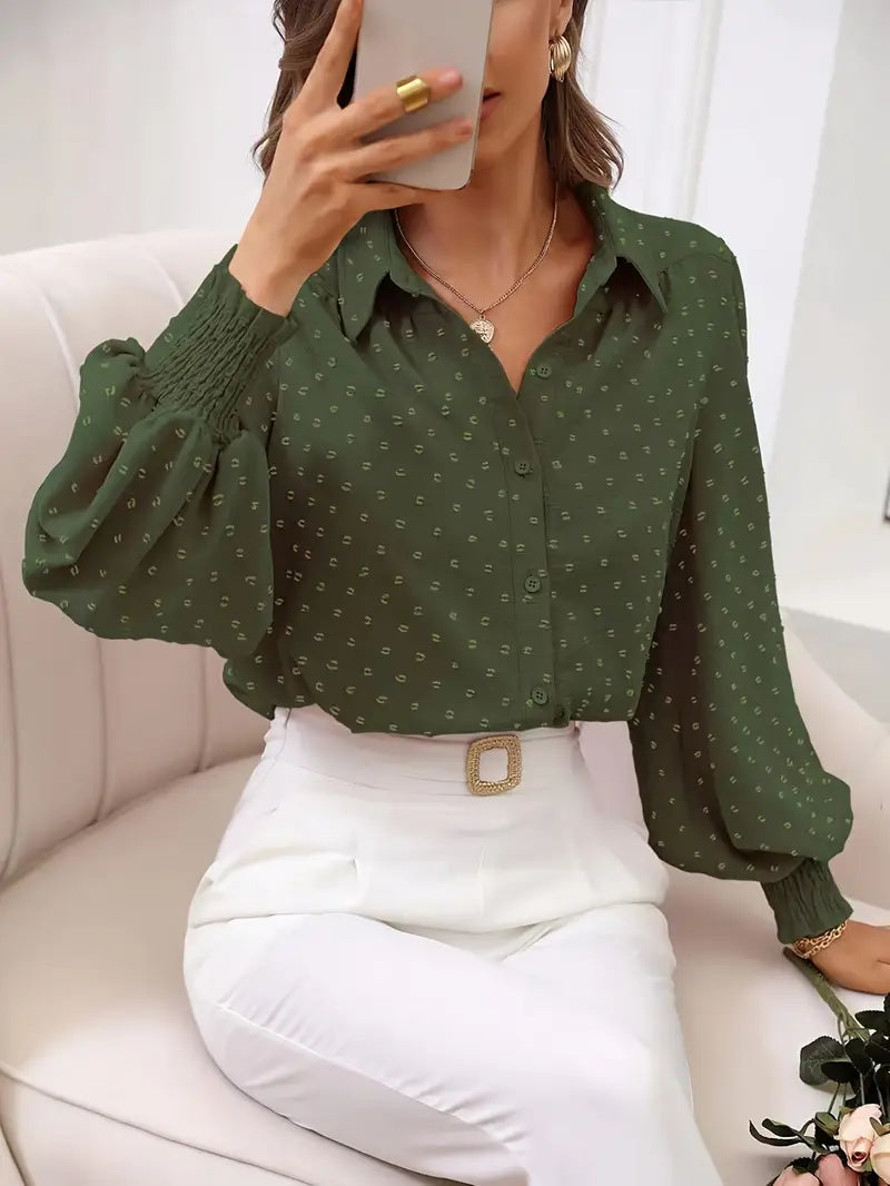 Levoire | Chemisier À Boutons Avec Des Pois Et Des Manches Smockées Pour Femmes
