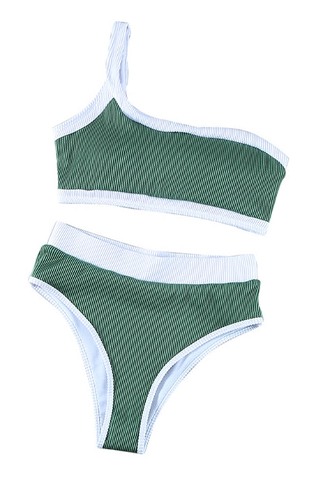 Levoire | Maillot de bain style sportif une épaule Vert