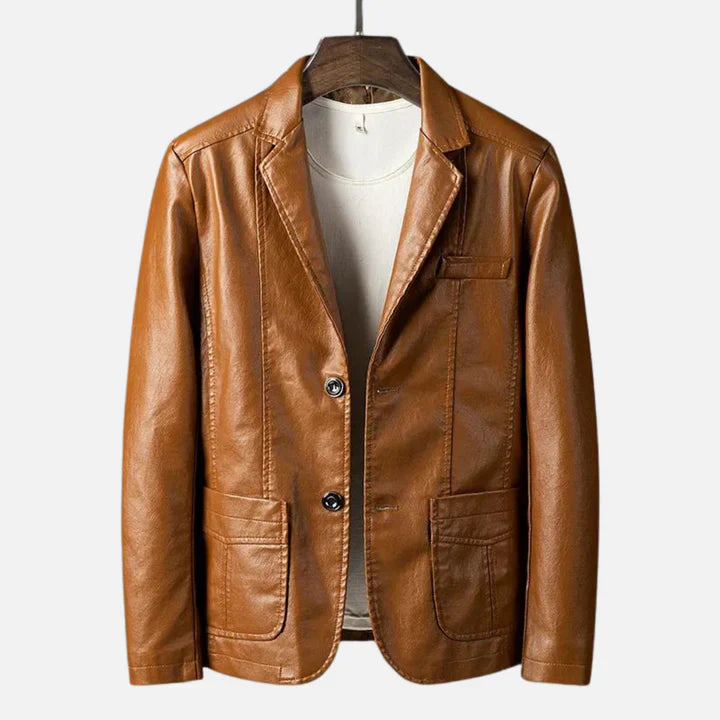 Levoire | Veste En Cuir Classique Khaki